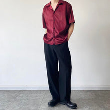 Load image into Gallery viewer, Cuban Collar Burgundy Short Sleeve Shirt
