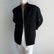 Load image into Gallery viewer, Accordion Pleated Zipper Stand Collar Jacket
