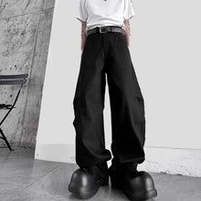 Load image into Gallery viewer, Curved Pleated Denim Cargo Pants
