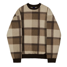 Load image into Gallery viewer, Casual Round Neck Color Block Plaid Loose Sweatshirt
