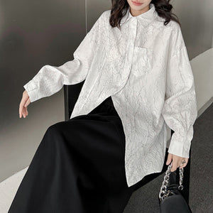 Heavy Wrinkled Irregular Loose Long-sleeved Shirt