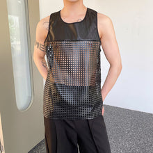 Load image into Gallery viewer, Mesh Panel PU Leather Sleeveless Vest
