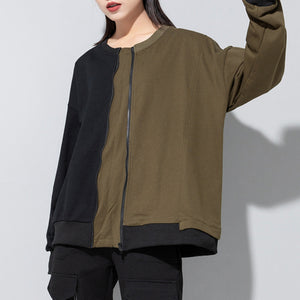 Loose Irregular Contrasting Color Sweatshirt