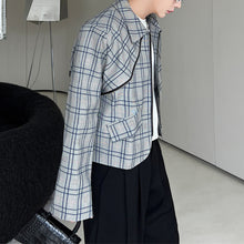 Load image into Gallery viewer, Casual Cropped Zipper Lapel Plaid Jacket
