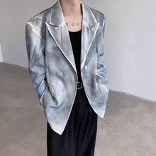 Load image into Gallery viewer, Hand-painted Double-breasted Blazer with Padded Shoulders
