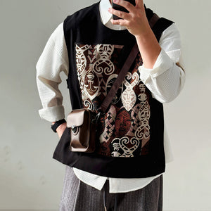 Loose-fitting Patchwork Vest