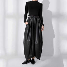 Load image into Gallery viewer, Black Loose High Waist PU Leather Pants
