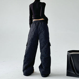 Multi-pocket Workwear Cotton Thickened Wide-leg Pants