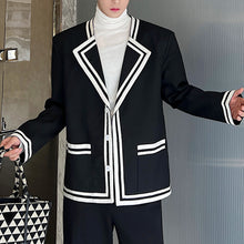 Load image into Gallery viewer, Contrast Striped Webbing-padded Shoulder Blazer
