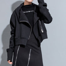 Load image into Gallery viewer, Black Hooded Loose Fit Short Jacket
