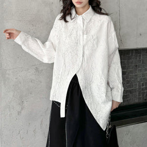 Heavy Wrinkled Irregular Loose Long-sleeved Shirt