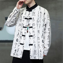 Load image into Gallery viewer, Contrast Patchwork Print Stand Collar Long-sleeved Shirt
