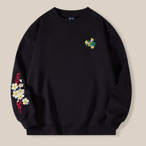 Crew Neck Loose Fit Embroidered Sweatshirt