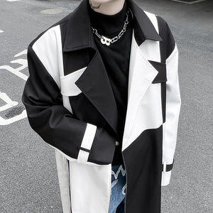 Black and White Color Contrast Loose Windbreaker Jacket