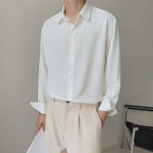 Drape Casual Solid Color Long Sleeve Shirt