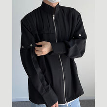 Load image into Gallery viewer, Accordion Pleated Zipper Stand Collar Jacket
