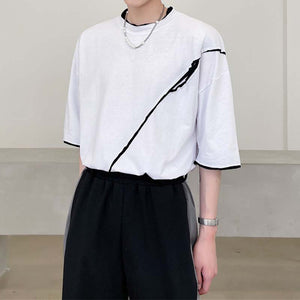 Contrast Color Splicing Short Sleeve T-sleeve