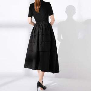 Loose-fitting Straight Drawstring Skirt