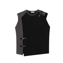 Load image into Gallery viewer, Contrast Paneled Leather Tab Sleeveless T-shirt
