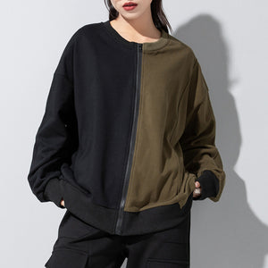 Loose Irregular Contrasting Color Sweatshirt