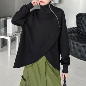 High Collar Loose Long Sleeve Sweatshirt