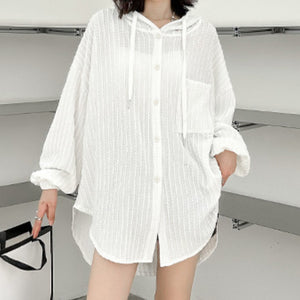 Hooded Striped Jacquard Shirt