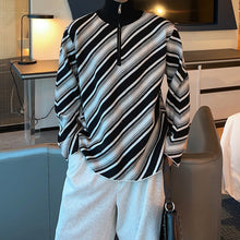 Load image into Gallery viewer, Autumn and Winter Diagonal Striped Half-zip Turtleneck Sweater
