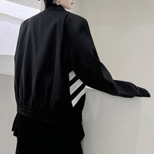 Load image into Gallery viewer, Black and White Stitching Contrast Color  Shoulder Pad Jacket
