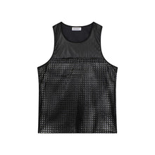 Load image into Gallery viewer, Mesh Panel PU Leather Sleeveless Vest
