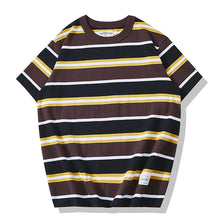 Load image into Gallery viewer, 230g Round Neck Striped Short Sleeve T-Shirt
