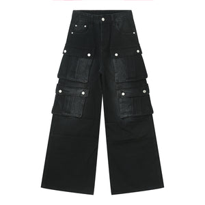 Multi-pocket Wide-leg Cargo Jeans