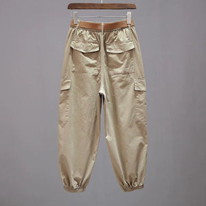 Elastic Waist Casual Multi-pocket Pants