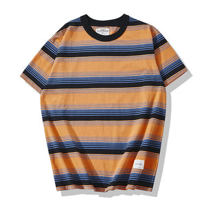 230g Round Neck Striped Short Sleeve T-Shirt