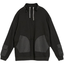 Load image into Gallery viewer, Black Pocket Zipper Loose Sweatshirt
