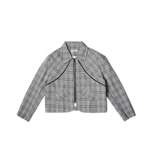 Load image into Gallery viewer, Casual Cropped Zipper Lapel Plaid Jacket
