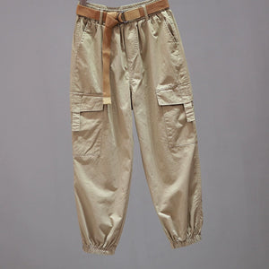 Elastic Waist Casual Multi-pocket Pants