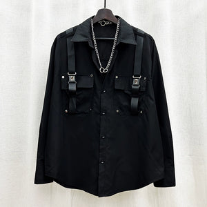 Dark Pocket Strap Long Sleeve Shirt