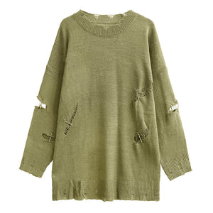 Autumn Thin Loose Retro Hollow Sweater