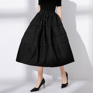 Loose-fitting Straight Drawstring Skirt