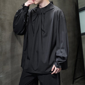 Drawstring Half Turtleneck Long Sleeve T-shirt