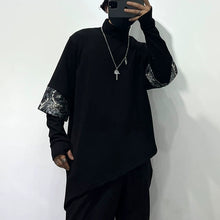 Load image into Gallery viewer, Dark Two-piece Printed Patchwork Stand-collar Sweatshirt
