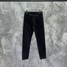 Load image into Gallery viewer, Hot Diamond Black Denim Mid-waist Slim Fit Pants
