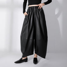 Load image into Gallery viewer, Black Loose High Waist PU Leather Pants
