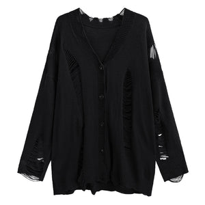 Hollow Long Sleeve Knitted Cardigan