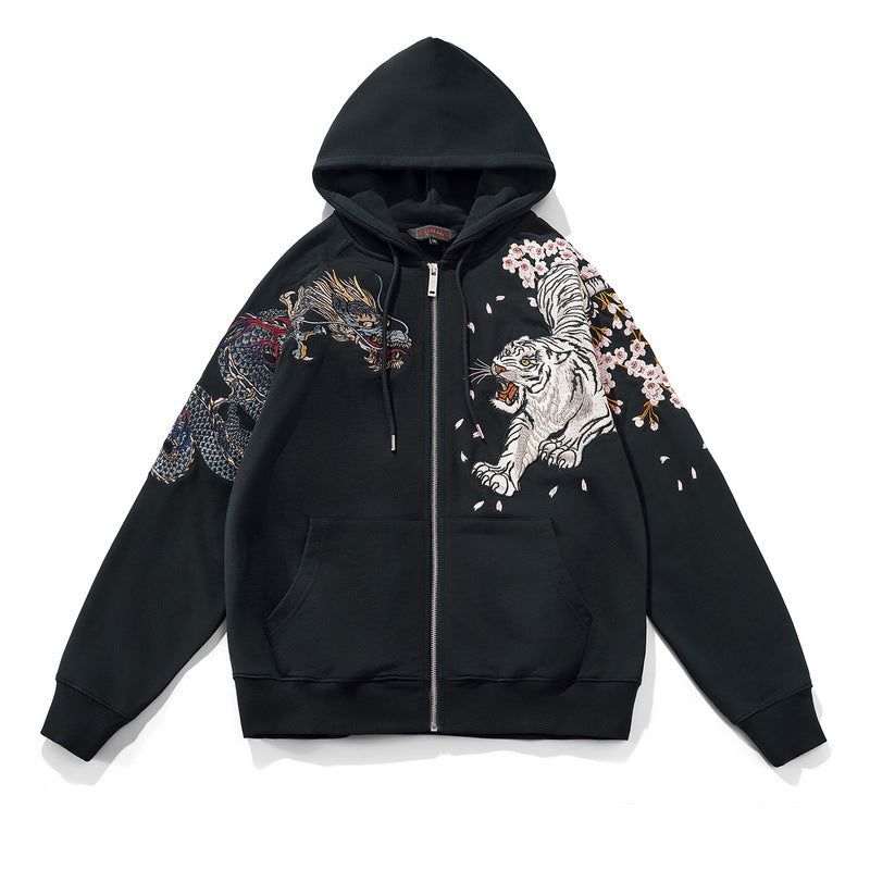 Dragon Suzaku White Tiger Embroidery Hooded Sweatshirt