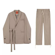 Load image into Gallery viewer, Belt Drawstring Jacket Loose Draped Pants Two-piece Suit
