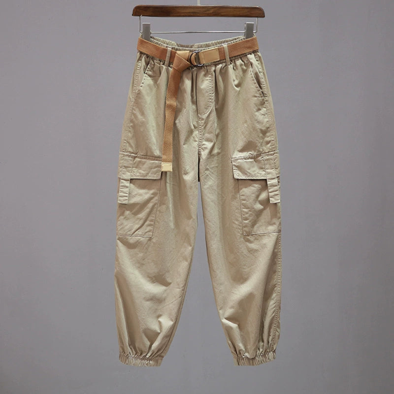 Elastic Waist Casual Multi-pocket Pants