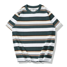 Load image into Gallery viewer, 230g Round Neck Striped Short Sleeve T-Shirt
