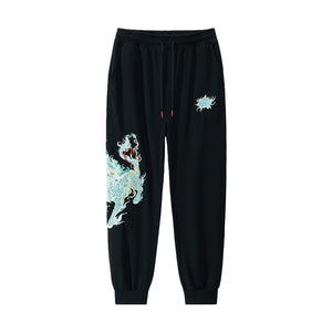 Embroidered Thickened Mid-Rise Loose Sweatpants