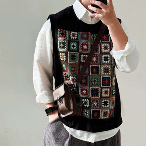 Loose Patchwork Pullover Vest